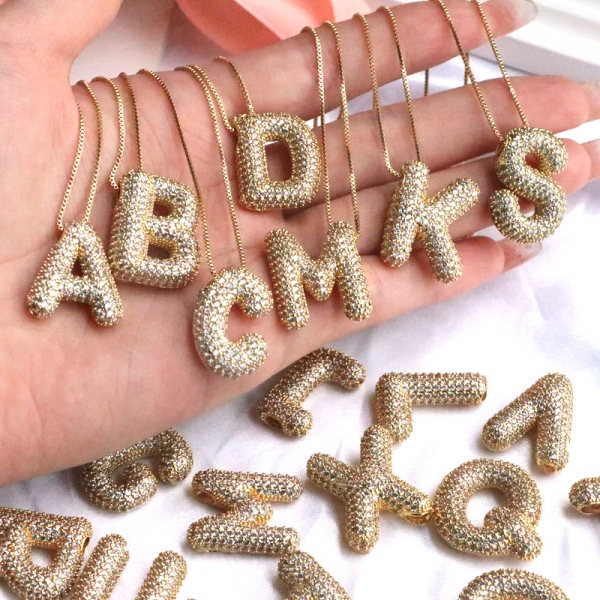 Allencco 26 letters full zircon necklace 