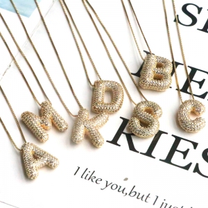 Allencco 26 letters full zircon necklace 